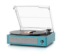 Giradischi Vinile Senza Fili Bluetooth Con Altoparlanti Per Dischi Vinili Platino Vinile Vintage A Cinghia Supporto 3 Velocità, Cuffia, Linea Rca, Ingresso Ausiliare Per Lettore