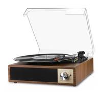 Giradischi VOKSUN Bluetooth in vinile con altoparlante stereo integrato, con cinghia e fonografo vintage, giradischi a 3 velocità con encoder digitale, USB, RCA, Aux IN, in legno