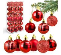 GIRAFEDA 36 Pezzi Palline di Natale Rosse in Plastica Palline Albero Natale Riutilizzabile Palle Natalizie 5.2 * 4cm per Decorazioni di Feste di Matrimonio di Festa Dell'Albero