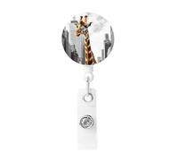 Giraffa a New York porta badge retrattile clip da lavoro porta badge in plastica leggera porta badge ID clip per infermieri regali ufficio