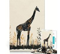 Giraffa ad acquerello nell'erba alta Puzzle da 1000 pezzi per ragazzi Attività divertente per lo sviluppo della mente Dimensioni uniformi Pezzi precisi Attività rilassante di gruppo al chiuso