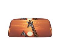Giraffa al tramonto Borsa per il trucco per donna e uomo Borsa da viaggio per articoli da toilette Borsa estetica Pochette Astuccio grande per matite