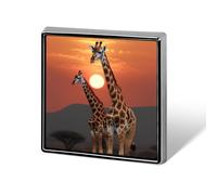Giraffa al tramonto stampato distintivo quadrato in metallo distintivo bottone decorativo spilla spille da bavero borsa cappello accessori per donne uomini alluminio