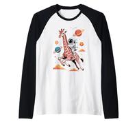 Giraffa Astronauta Giraffe Pianeti Sistema Solare Maglia con Maniche Raglan