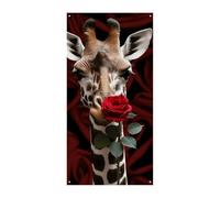 Giraffa Baciare Fiore Copertura Della Porta Banner Party Decor Forniture Portico Appeso Banner Personalizzazione Festone Per Vacanze Compleanno Giardino Prato