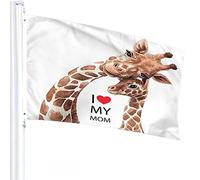 Giraffa Bandiera 4x6 FT Mamma e Bambino Festa della Mamma Amore Cuore Rosso Bandiere per Esterni Grande Benvenuto Cortile Striscioni Casa Giardino Cortile Prato Decor