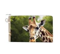 Giraffa che attacca la testa in una finestra, portamonete in tela personalizzata, portamonete, portamonete, borsa per il trucco, piccole borse per il trucco, per uomini e donne, 19,1 x 11,6 cm,