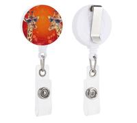 Giraffa che indossa occhiali da sole retrattili porta badge con portachiavi e clip, porta badge con nome, per impiegati, dottori, infermieri
