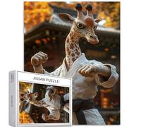 Giraffa che pratica il karate 1000 pezzi puzzle per adulti cultura orientale e arte puzzle colorato fai da te per la decorazione della casa regali puzzle famiglia perfetto per serate di gioco 50 × 70