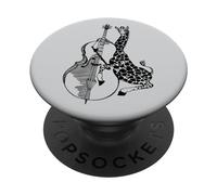 Giraffa che suona il violoncello Cool Animal Musicista Violoncellista Rock Band PopSockets PopGrip Adesivo