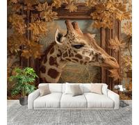 Giraffa Con Cornice Retrò Carta da Parati Fotografica Panorama Effetto 250x175 cm Marrone Decorazione per la Casa per Pareti per Camera Da Letto Sala Fotomurali In Tessuto Non Tessuto