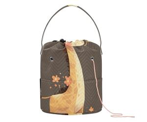 Giraffa con Fiori Arte Filato Bag Borse Per Uncinetto Portatile Viaggio di Stoccaggio per Crochet Ago Progetto di Lavoro