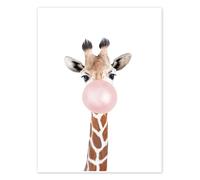 Giraffa con gomma da masticare Poster di Sisi And Seb 50 x 70 cm Bianco Quadri Decorazione per pareti
