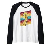Giraffa con Sfondo retrò da Africa Maglia con Maniche Raglan