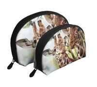 Giraffa dei cervi dell'acquerello, Borsa per trucco a conchiglia Portamonete da donna Borsa da toilette piccola Borsa per cosmetici 2 pezzi