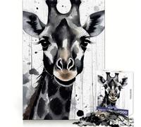Giraffa dipinta ad acquerello, puzzle per adulti da 1000 pezzi, esercizio di ragionamento, divertimento facile, bordi di alta qualità, regalo delizioso (50x75cm)