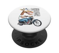 Giraffa divertente su una moto con la ricerca di PopSockets PopGrip Adesivo
