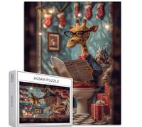 Giraffa in costume natalizio 1000 pezzi puzzle per adulti caldo scena vacanza arte puzzle impegnativo giochi di attività familiari colorato fai da te puzzle per la decorazione della casa regali 50 x
