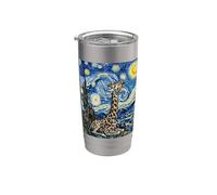 Giraffa in Van Gogh Notte Stellata Stile Pittura Bicchiere termico in acciaio inox doppia parete
