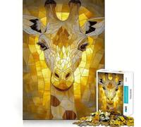 Giraffa in vetro colorato, puzzle da 1000 pezzi per adolescenti, gioco per esercitare la mente, momento di condivisione, taglio di precisione, pezzo da collezione 50x75cm
