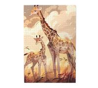 Giraffa madre e bambino Picture puzzle. Puzzle in legno per adulti e bambini, decorazioni impegnative puzzle