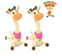 Giraffa parlante danzante - Peluche musicale luminoso per bambini da 1 a 3 anni, ripete ciò che dici, peluche interattivo con luci LED. (2pcs)