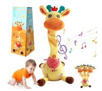 Giraffa Parlante E Danzante, Giraffa Musicale Che Canta E Si Muove a Pancia in Giù Con Luci LED Brillanti, Peluche Interattivo Che Ripete Ciò Che Dici, Funzione Volume Regolabile(Battery)