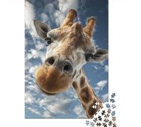 Giraffa Primo Piano Puzzle per Adulti Puzzle 1000 Pezzi Scena del Cielo Gioco di Puzzle 1000 Pezzi Carta Relax Regalo Casa 52x38cm/1000pcs