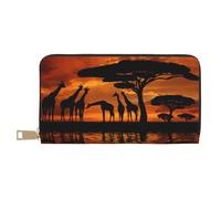 Giraffa sotto l'albero in Africa lunga pochette in ecopelle elegante elegante portafogli da donna per donne moderne Porta carte di grande capacità e tasche organizer borsa resistente per i viaggi di