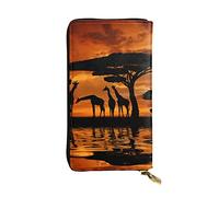 Giraffa Sotto L'Albero in Africa Portafoglio Pochette Lunga In Pelle Stampato Moneybag Borse Moda Lungo Bifold In Pelle Pocketbook, Nero , Taglia unica