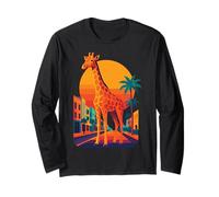 Giraffa Stile al Sole Tramonto Urbano - Animale Selvatico Maglia a Manica