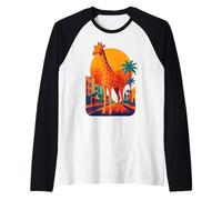 Giraffa Stile al Sole Tramonto Urbano - Animale Selvatico Maglia con Maniche Raglan