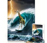 Giraffa surfista in tempesta - Puzzle da 1000 pezzi per adolescenti - Gioco di logica e allenamento mentale - Evasione rilassante - Arte e assemblaggio - Regalo premuroso 38x52cm