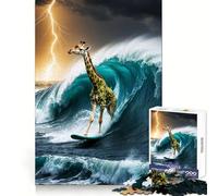 Giraffa surfista in tempesta - Puzzle da 1000 pezzi per ragazzi - Gioco di logica e allenamento mentale - Evasione rilassante - Arte e assemblaggio - Regalo premuroso 50x75cm