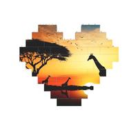 Giraffa Tramonto Building Mattone Block Puzzle a forma di cuore, immagine personalizzata Puzzle foto puzzle per adulti Micro blocchi di costruzione 3D per la decorazione della casa Set di mattoni