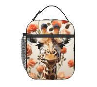 Giraffe Among Flowers Pranzo Tote Con Manico Portapranzo Termico A Prova Di Perdite Borsa Per Il Pranzo Per Ufficio Scuola Viaggio