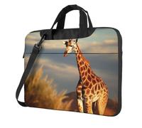 Giraffe Animali Dell'Africa Borsa A Tracolla Per Gli Uomini Donne Borsa Messenger Valigetta Con Tracolla Maniglia Impermeabile Del Computer Portatile Borsa Del Manicotto, Nero , 13 inch