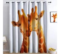 Giraffe Animali Innamorate Tende Oscuranti Termiche Isolanti - Ridurre Il Rumore, Termiche Isolanti per Camera da Letto - 2 Pannelli per camera da letto soggiorno, Bianco, 183 x 214 cm