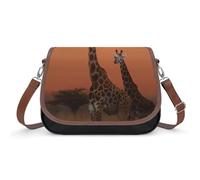Giraffe At Sunset Borsa a tracolla da donna, in pelle, tracolla regolabile, rimovibile, borse a mani libere