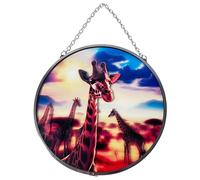 Giraffe Design 6-Inch Stained Glass Suncatcher - Handcrafted Window Decor