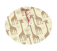 Giraffe disegnate a mano che stampano la base dell'albero di Natale della gonna di Natale con la stampa per le decorazioni interne ed esterne del partito di vacanza