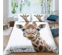 Giraffe face closeSet Di Copripiumino microfibra morbida 3 Pezzi stampa 3D con cerniera Wild Animal portrait copripiumino con federe traspirante ultra morbido for ragazze Super king（260x220cm）