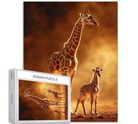 Giraffe Family Tour 1000 pezzi Puzzle per adulti Scena calda Art Puzzle colorato fai da te per la decorazione della casa Regali Puzzle Famiglia Perfetto per serate di gioco 50 × 70 cm