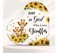 Giraffe Gifts - Placca a forma di giraffa, 10 x 10 cm, regalo per il Ringraziamento, Natale, compleanno, giraffe, amante, regalo per ragazze e donne