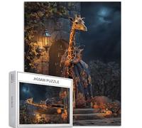 Giraffe in The Moonlight - Puzzle da 1000 pezzi per adulti Jack-o'-Lantern Scene Art Puzzle colorati fai da te per la decorazione della casa, regali per la famiglia, puzzle perfetto per serate di