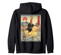 Giraffe Ninja Giappone Vintage Giapponese Ukiyo-e Art Felpa con Cappuccio
