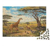 Giraffe Puzzle 1000 Pezzi Per Adulti, 1000 Pezzi Grassland Sfida Capricciosa Giochi Educativi Giochi Per La Decorazione Della Casa 52x38cm/1000pcs