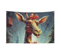 Giraffe Receiving A Gift Flag 119,4 x 177,8 cm No Fade Bandiera di benvenuto Giardino Cortile Casa Bandiere Decorative Giardino Cortile Cartello Interno Esterno Banner Party Home Decor