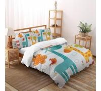giraffe Set Di Biancheria Da Letto animalee Carteeone animato artee Copripiumino 2 Pezzi Comfort Bassa Allergia Per Coppia Adulti Doppia 1 Federa Double（200x200cm）