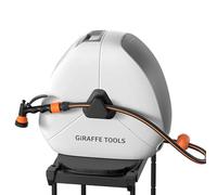 Giraffe Tools Avvolgitubo estensibile da 40 m, montaggio a pavimento a 360° | Ugello spray a 7 funzioni, blocco di lunghezza, tubo da giardino, carrello, struttura robusta, per giardino